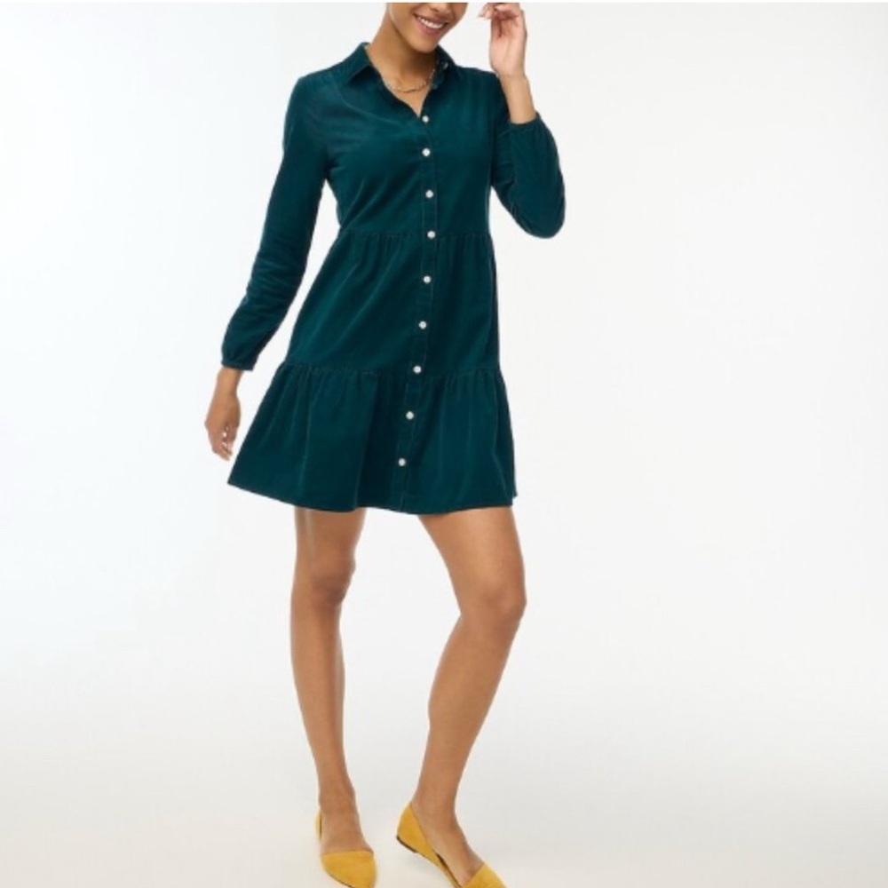 JCrew Factory Green Corduroy Dress